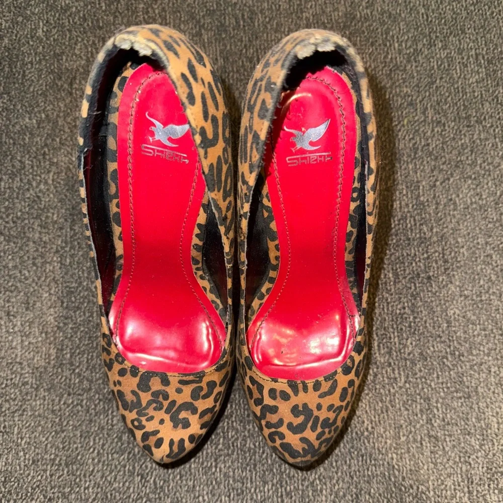 RED BOTTOMS Leopard animal Print Stiletto high Heels Red Soles 7.5 valentine - Picture 7 of 11